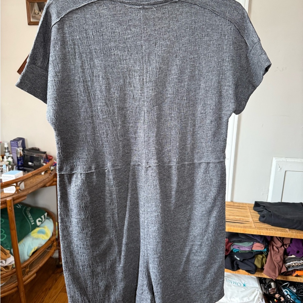 Gray Button-Down Jumpsuit - Picture 2 of 2